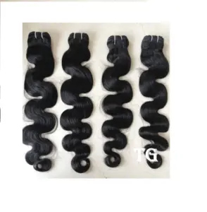 Venditori indiani all'ingrosso 100% Indian Temple Remy Virgin 24 ''Body Wave Bundles Extension Single Drawn Hair Grade 12A per le donne