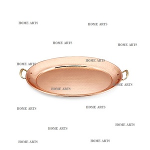 Plat de service alimentaire en cuivre martelé de qualité supérieure, forme ronde, plat de service alimentaire à bas prix - Product Image 4