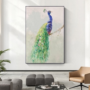 Handmade Modern Abstract Oil <strong>Painting</strong> of Animal <strong>Peacock</strong> on Canvas Home Decor Art - Product Image 5