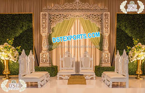 Traditional Wedding Wooden Carved Mandap Chairs Best Hindu Wedding Mandap Vidhi Chairs Newly Design Wedding Hand Carved Chairs - Product Image 3