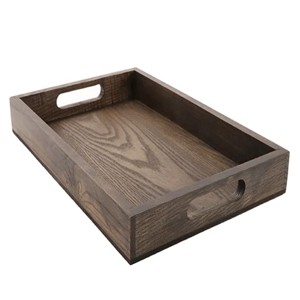 Venta al por mayor de calidad superior bandeja de madera para servir con mango recortado decoración del hogar bandeja de madera para servir con asa - Product Image 1