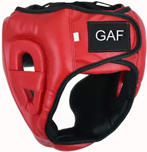 GAF боевое снаряжение для спарринга Белая Кожа Кикбоксинг тренировочный шлем с логотипом на заказ боксерский головной убор