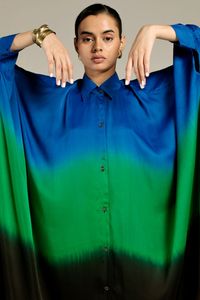 Vestido de caftán de rayón suelto a la moda de otoño para niñas estilo de camisa informal Sexy cuello Floral cuello Tie Dye transpirable lavable - Product Image 2