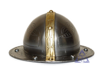Mini casque médiéval normand viking rond fait main, en acier poli, avec logo personnalisé imprimé UV, artisanat en métal argenté