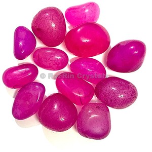 Pink Onyx Gemstone Tumbled Stone Carved with Engraving 18-25mm Size 10-15g <b>Weight</b>-Buy Online - Product Image 1