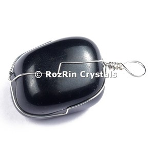 Buy online Polished handmade <b>Black</b> Obsidian Wire <b>Wrap</b> Pendant - Product Image 1
