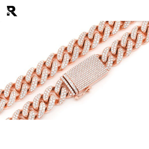 Collar Cubano Miami de 18 mm para Hombre, 37.00ctw, Diamantes Redondos de Corte Brillante, Certificado IGI, 22 Pulgadas, Oro de 14K - Product Image 3