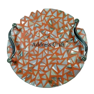 ถาดใส่ช็อคโกแลตพร้อมด้ามโลหะสำหรับตกแต่ง2026อีดเดือนรอมฎอนถาดฝังมุกพร้อมด้ามจับโลหะปรับแต่งวัสดุเป็นมิตรกับสิ่งแวดล้อมถาดกลม - Product Image 1