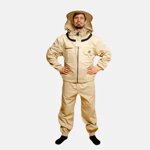 Conjunto completo de protección para apicultores, traje protector de sarga Beige, equipo de Apicultura