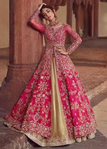 2021 Elegant Embellished Crystal Glass Beads Stone Work <b>Wedding</b> Dress New-Release Beautiful Bridal <b>Jacket</b> & Lehenga Made of Silk - Product Image 2