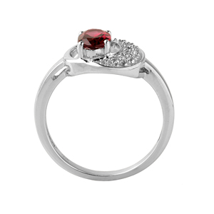 Trendy Sterling <b>Silver</b> Cocktail <b>Ring</b> Stunning <b>Garnet</b> Expert Rhodium Plating Inlay for Engagement Wedding Anniversaries Gift - Product Image 3