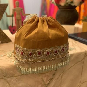 ----BEAUTIFUL---POTLI--BAGS WITH-STYLISH--EMBELLISHED WITH BEADS,CRYSTAL GLASS STONE, ZARI ---WORK-PARTY & <b>WEDDING</b>---2021... - Product Image 1