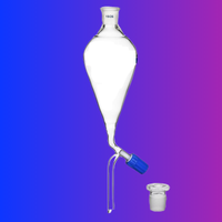 Entonnoirs de séparation en verre borosilicaté transparent AARK Lab Boro 3.3 en forme de poire avec robinet de débit Rota Flow, graduation imprimée blanche, logo personnalisé pour laboratoire