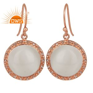 Pendientes de plata de ley 925 con piedra lunar, joyería chapada en oro rosa, diseño nuevo, proveedor de pendientes - Product Image 1