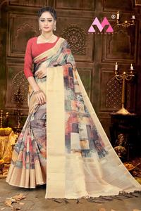 Most Beautiful Party Wear <b>Cotton</b> Silk Printed Saree with Blouse Piece Ladies Women Wear Sari Low Price Wholesale Surat ApparelGarment - Product Image 4