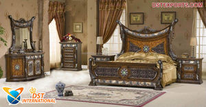 Ensemble de meubles de chambre à coucher de qualité supérieure, meubles de chambre à coucher en bois sculpté indien de luxe, lit Maharaja, meubles de chambre à coucher entièrement sculptés à prix réduits - Product Image 3