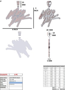 Nom personnalisé VVS Diamants 102 Grammes Pendentif en or blanc/rose 10K Charm 26.46 Carats Premium Diamond Pendentifs & Charms - Product Image 2