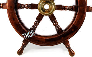 Volant en bois marron de pirate nautique de 24 pouces à collectionner avec poignée ronde Décoration murale Boîtes en bois et artisanat Catégorie - Product Image 5