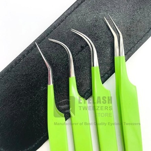 Pinzas para pestañas profesionales de acero inoxidable con recubrimiento en polvo de color personalizadas al por mayor agarre fuerte punta fina precisión duradera suave - Product Image 2