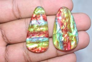 Ammolite-GEMA de cuarzo sintética para mujer, Gema artificial de cuarzo rojo con forma de ammolita - Product Image 2