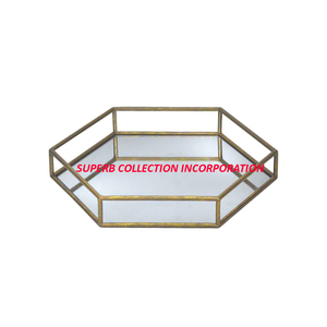 Bandeja de cristal de lujo para pulido dorado, espejo con forma geométrica, multifuncional, usado, nuevo diseño - Product Image 2