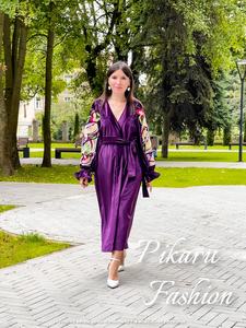 Stunning <b>Purple</b> Dubai Arabic Long Sleeve Evening Gown Muslim Prom <b>Dresses</b> - Product Image 3