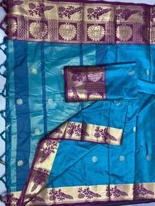 Traditional Wear Cotton Silk Zari Border Printed Saree With Blouse Party Wear Wholesale Price Surat Saree <b>Market</b> Surat Apparel - Product Image 3