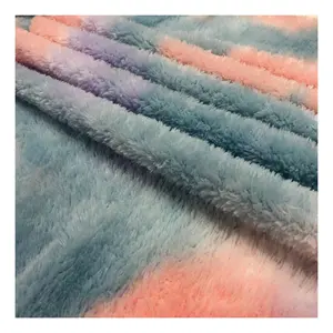 Fabriek Leverancier Polyester Sherpa Fleece Faux Fur Tie Dye Gerecycled Fleece Stof Voor Vrouwen Jas