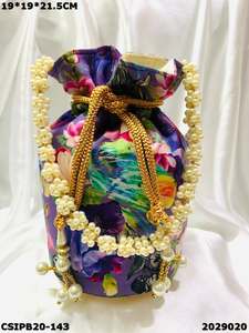 Stylish Multi-Color Floral Ladies Evening Bag <b>Wedding</b> Giveaway Potli Batwa/Batua Bag - Product Image 2