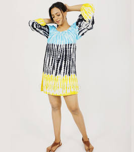 ผู้ผลิตและส่งออกของผู้หญิงสวมใส่ไหมสังเคราะห์มัดย้อมเสื้อคลุมฤดูร้อน - Product Image 1