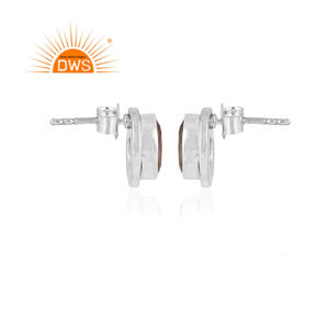 Boucles d'oreilles en argent Sterling 925 et Quartz Rose, bijou à la mode avec des pierres précieuses, forme ovale, accessoire pour fabrication de bijoux - Product Image 3