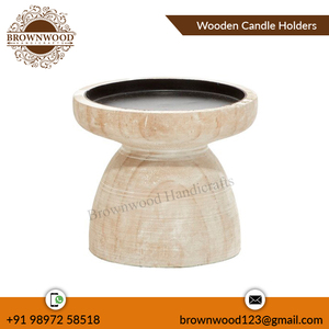 Custom Design White Wash Color Luxury Decor Mango Wood Candle <b>Holder</b> Set of 3 Home Wedding Decor <b>Wooden</b> Candle <b>Holder</b> Set - Product Image 3