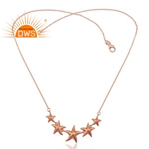 Collier en plaqué or Rose 18k, Design étoile poisson, tenue de soirée faite à la main, bijoux pour femmes, 925 - Product Image 2