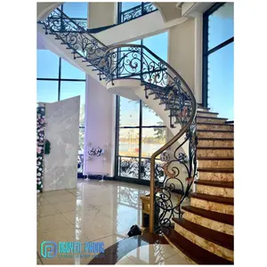 Elegantes designs de interiores de desenhos de raking da escada, luxuosos escada, escadas de ferro forjado