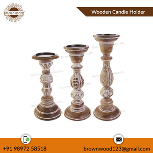 Lot de 3 bougeoirs décoratifs durables en bois de manguier massif Vente en gros de qualité supérieure pour vendeurs en ligne à prix abordable - Product Image 5