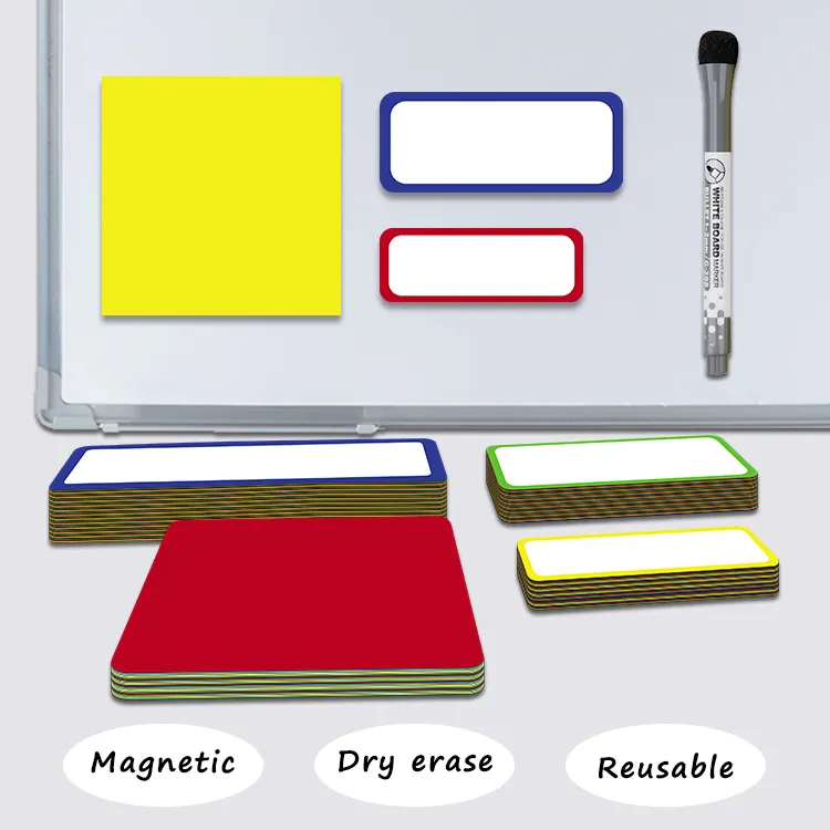 Custom Gedrukt Droge Wissen Sticky Notes Kleurrijke Whiteboard Label Magnetische Opmerking Pad Magnetische Label