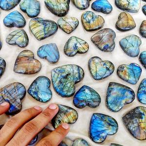 Pendentif en cristaux de labradorite brute, pierre en forme de cœur, accessoire de bricolage, en vrac, cabochon, - Product Image 5