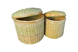 Boîte de rangement en bambou, boîte tissée en bambou avec couvercle, boîte ronde en bambou à vendre, fabriquée au Vietnam, haute qualité - Product Image 4