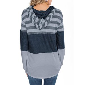 Sudadera con capucha de empalme de bloque de Color para mujer, jersey de manga larga holgado informal, Tops con capucha - Product Image 2