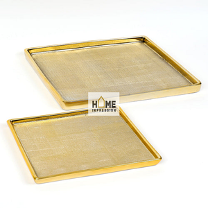 Bandejas de madera y Metal para servir en la cocina, bandeja de lujo de Metal y madera, venta al por mayor - Product Image 2