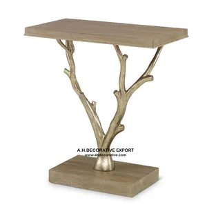 Gold Plated Tree branch Table with Wooden Top & Base Unique Design Home Decorative Table in Wholesale Price