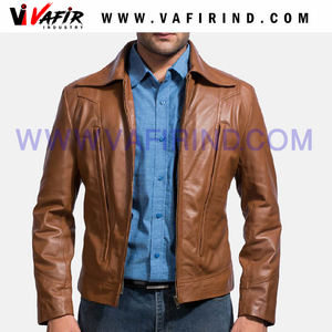 Chaqueta de Cuero de Oveja Genuino Desgastado de Alta Calidad para Hombre, Impermeable, para Motociclistas de Invierno, con Logotipo Frontal - Precio al por Mayor - Product Image 3