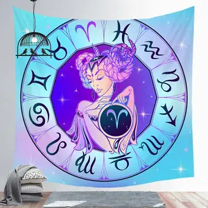 Großhandel handgemachte Konstellation zwölf Tierkreis Astrologie benutzer definierte Polyester Wandbehang Wandteppich
