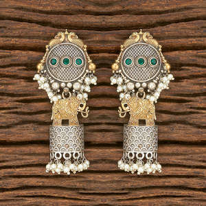 อินโดตะวันตกสองโทนชุบนกยูงต่างหู103083 - Product Image 1