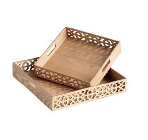 Bandeja de servicio de madera de acacia elegante y moderna, exportador mayorista por encargo de la India - Product Image 1