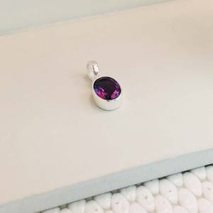 Colgantes ovalados de amatista de Plata de Ley 925, ajuste de bisel, Simple diseño clásico, joyería para oficina/Carrera, Unisex - Product Image 2