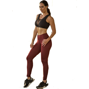 Vêtements de fitness pour femmes personnalisés, leggings taille haute bordeaux SIMPLICITY - Product Image 1