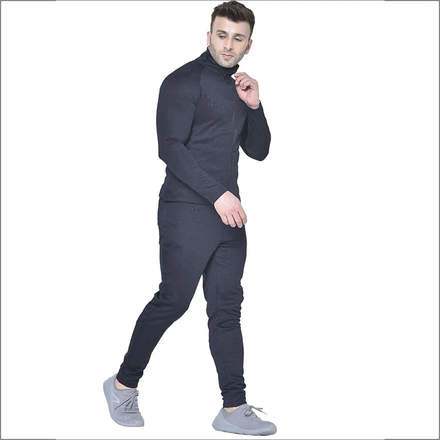 Custom made new fashion fitted printed team gray gym tracksuit jogging wear tracksuits for men custom logo zipper joggers suits