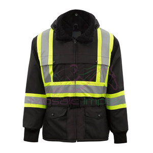 Chaqueta de trabajo de invierno personalizable para hombre, impermeable, reflectante, de poliéster, inspirada en trajes de bombero, logotipo personalizable para exteriores fríos - Product Image 1