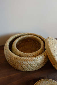 LA LUNE NESTED BAMBOO <b>BASKET</b> SET WITH LIDS BAMBOO NESTING LIDDED <b>BASKET</b> SET BIN OR <b>STORAGE</b> <b>BASKET</b> - Product Image 3